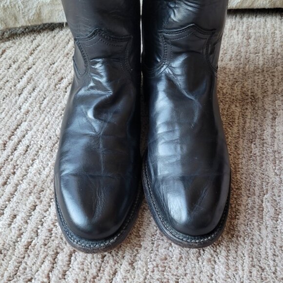 Western Heeled Cowgirl Boots Pull On Black Size 6.5 A Narrow - Picture 9 of 14